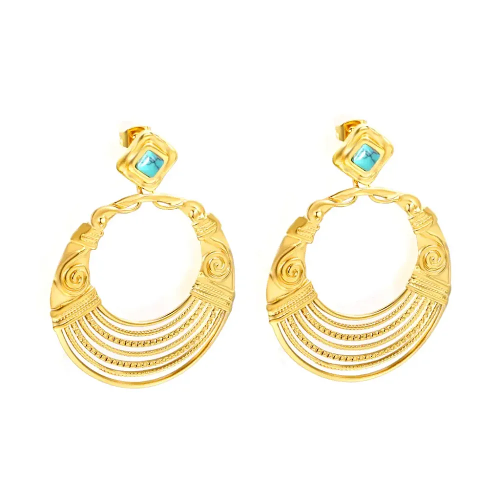 Golden Turquoise Geometry Ohrhänger